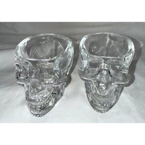 Crystal Head Vodka Skull Liquor Shot Clear Glass Collectible-set of 2